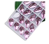 Strass Termoadesivi Strass da cucire di tutte le dimensioni, colori Crystal AB, gocce popolari, pietre cristallo a 2 fori, vestiti fai te, scarpe sposa per Tessuti(Light Rose,7x12mm 72pcs)