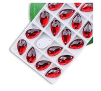 Strass Termoadesivi Strass da cucire di tutte le dimensioni, colori Crystal AB, gocce popolari, pietre cristallo a 2 fori, vestiti fai te, scarpe sposa(Light Siam,17x28mm 12pcs)