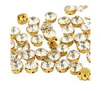 Strass Termoadesivi Strass di cristallo trasparente rotondo con artiglio argentato/oro 3D foro fai da te, cucire su pietra vetro for ricamo per Tessuti(Gold Crystal,SS12(3mm)-200pcs)