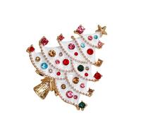 Strass vacanza moda accessorio strass scintillanti albero di Natale pupazzo di neve spilla per le donne vacanza ornamento spilla gioielli, Misura unica, come descritto