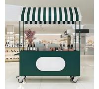 StraßenEsswagen Carretto per Cibo Mobile con Ruote, Bancarelle Leggere Per Mercati Agricoli Con Tenda Da Sole, per Cibo in Vendita, Gelato, Carretto Mobile(Green,120cm/47.2in)