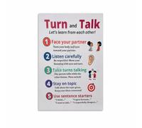 Strategy Anchor Chart Poster Turn Talk Education Wall Decor | K12 Teaching Tool Develops Communication and Critical Thinking Abilities(Framed,12x18inch(30x45cm))