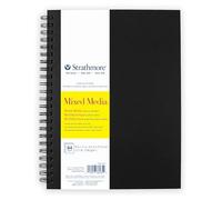 Strathmore 300 Series Mixed Media Paper Art Book, copertina rigida nera e rilegatura a filo laterale, 32 fogli, bianco, 21,6 x 28 cm, 1 pezzo