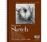 Strathmore 400 Series Wire Bound Sketch Pad, 60 lb. Paper, 9 X 12 Inches, White, 100 Sheets (455-3)