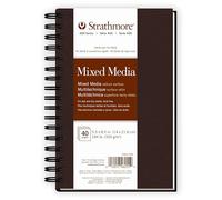 Strathmore Libro artistico con carta mista serie 400, copertina marrone opaco, bianco naturale, rilegatura a filo laterale, 20 fogli, 14 x 21,6 cm