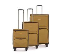 Stratic Bendigo Light+ - Set di 3 valigie, custodia morbida, trolley da viaggio, 4 ruote, lucchetto TSA, espandibile, S, M, L, senape, senape, Kofferset 3-teilig, Set di valigie