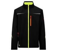 Strauss Engelbert e.s.motion 2020 - Giacca softshell per esterni, antivento, impermeabile, traspirante, leggera e flessibile, in pile con interno morbido, Nero/giallo avverso/arancio, XL