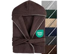 Strauss Home® Accappatoio da donna e da uomo, in spugna di alta qualità, lungo, con cappuccio, 100% cotone (400 g/m2), prodotto in verde, taglia L, XL, XXL, 3XL, marrone, cioccolato marrone, XXXL