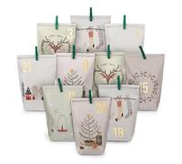 Stravagante calendario dell'avvento da riempire - con 24 sacchetti regalo color pastello e 24 numeri adesivi e clip - motivo Hygge - per creare e regalare - Natale & Avvento
