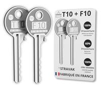 STRAVAK | 2 Pass PTT - 1 Chiave T10 + 1 Chiave F10 | Lavorazione di Precisione | Per Scatole di Lettere Individuali e 40% delle Batterie di Edilizia | Produzione Francese | Vedi video Prima