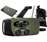 STRAVAK - Radio di emergenza solare e a manovella con torcia LED, power bank USB-C 2000 mAh, sirena SOS e sacca impermeabile
