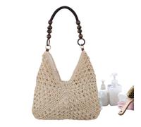 Straw Beach Bag - Handwoven Boho Shoulder Handbag, Casual Lightweight Summer Tote Bags, Natural Style Carry | Trendy For Women Ladies Girls Wives Mothers Travelers Seaside Poolside Picnics Concert