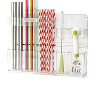 Straw Organizer for Cabinet Door 5 Compartment Height Adjustable Storage