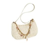 Straw Shoulder Bag for Women Casual Handbags with Charm Chain Ergonomic
