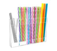 Straw Storage Organizer | 9.5 Inches Dining Accessories Container - Effortless Installation Process Large Capacity Adhesion Acrylic Straw Holder For School, Classroom, Gathering, Home, Cabinet
