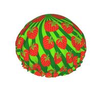 Strawberry And Dark Green Vortex Cuffia Da Bagno Per Donna Riutilizzabile Cuffia Da Doccia Antiscivolo Shower Caps Per Hotel Spa Salone