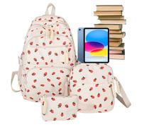 Strawberry Bookbag Set, Cute School Backpack, 17,72 x 11,81 in Pen Pouch Shoulder, Zippered Storage Compartments, Lightweight Authentic Fabric for Boys Girls Students Commute, Outdoor, Preschool