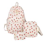 Strawberry Bookbag Set, Shoulder Backpack with Matching Pen Pouch, Lightweight Knapsack with Cute Fruit Design, Comfortable Straps and Zippers, for Boys, Girls, Students, Preschool, Outdoor Trips
