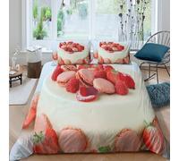 Strawberry cakecopripiumino morbida 3 Pezzi stampa 3D cerniera nascosta Sweet dessert style Set Di Copripiumino con federe per cuscini soffice for bambini e adolescenti Super king（260x220cm）