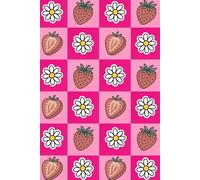 Strawberry Checkered notebook with strawberry slices and fun daisies. 6 x 9 inches with 100 lined pages for school, work, business or for fun doodling ... It can be used by both children and adults.