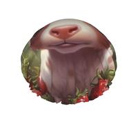 Strawberry Cow in the Forest L Cuffia da doccia con doppio strato in tessuto impermeabile, adatta per il bagno e la cura della pelle