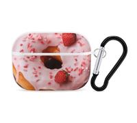 Strawberry Donut AirPods Pro 2 custodia protettiva antiurto rigida per uomo e donna, compatibile con AirPod Pro custodia di 2a/1a generazione con portachiavi - bianca