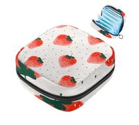 Strawberry First Period Kit per ragazze, salvaslip per mestruazioni, porta assorbenti con cerniera, organizer per tovaglioli sanitari