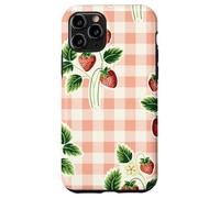Strawberry Gingham Pattern Pink Plaid Cottagecore Aesthetic Custodia per iPhone 11 Pro