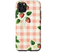 Strawberry Gingham Pattern Pink Plaid Cottagecore Aesthetic Custodia per iPhone 11 Pro Max
