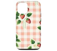 Strawberry Gingham Pattern Pink Plaid Cottagecore Aesthetic Custodia per iPhone 12/12 Pro