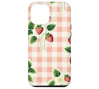 Strawberry Gingham Pattern Pink Plaid Cottagecore Aesthetic Custodia per iPhone 12 Pro Max