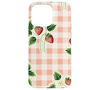 Strawberry Gingham Pattern Pink Plaid Cottagecore Aesthetic Custodia per iPhone 15 Pro Max