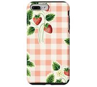 Strawberry Gingham Pattern Pink Plaid Cottagecore Aesthetic Custodia per iPhone 7 Plus/8 Plus