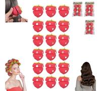 Strawberry Heatless Curlers,Strawberry Shape Magic Hair Curlers for Women,Strawberries Hair Rollers Modeling Tool,Strawberry Overnight Curls,Heatless Hair Curler for Long & Short Hair (18Pcs)