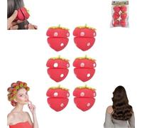 Strawberry Heatless Curlers,Strawberry Shape Magic Hair Curlers for Women,Strawberries Hair Rollers Modeling Tool,Strawberry Overnight Curls,Heatless Hair Curler for Long & Short Hair (6Pcs)