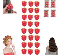 Strawberry Heatless Curlers,Strawberry Shape Magic Hair Curlers for Women,Strawberries Hair Rollers Modeling Tool,Strawberry Overnight Curls,Heatless Hair Curler for Long & Short Hair (24Pcs)
