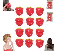 Strawberry Heatless Curlers,Strawberry Shape Magic Hair Curlers for Women,Strawberries Hair Rollers Modeling Tool,Strawberry Overnight Curls,Heatless Hair Curler for Long & Short Hair (12Pcs)