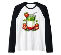 Strawberry Matcha Latte Kawaii Graphic Tea Lover Drink Maglia con Maniche Raglan