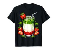 Strawberry Matcha Latte Kawaii Graphic Tea Lover Drink Maglietta