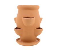 Strawberry Planter Pot, Terracotta Vertical Flowerpot with Drainage Tray, Multi-Pocket Garden Container for Outdoor Gardening, Balcony Décor, Yard Landscaping, and Patio Flower Display