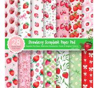 Strawberry Scrapbook Paper Pad: Pink Bows, Florals & Gingham Patterns: 28 Sheets Double-Sided Craft Paper - Watercolor Strawberry, Coquette Style ... Cards, Invitations & Decoupage (8.5 x 8.5 in)