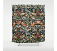 Strawberry Thief di William Morris 1883 Antico Vintage Pattern Primavera Estate Tenda da doccia Tende da bagno 110x190cm (LxP) -190cm-Lunghezza