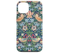 Strawberry Thief William Morris Art Nouveau Pattern Blu Custodia per iPhone 13