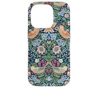 Strawberry Thief William Morris Art Nouveau Pattern Blu Custodia per iPhone 14 Pro