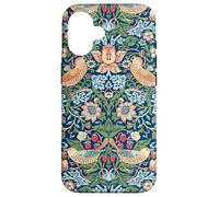 Strawberry Thief William Morris Art Nouveau Pattern Blu Custodia per iPhone 16