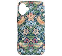 Strawberry Thief William Morris Art Nouveau Pattern Blu Custodia per iPhone 16 Plus