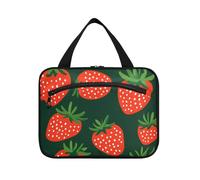 Strawberry Vector Nero Rosso appeso articoli da toeletta borsa da viaggio donne con gancio, designer borse espandibili per gli uomini per adulti hotel estuche para guardar maquillaje M, Vettore di