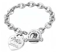 Stray Bracciale in acciaio inox Stray, unisex, in argento, con ciondolo a forma di cuore, con 1 adesivo 3D SKZ e 2 Photocard SKZ, articolo regalo per Stay
