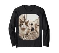 Stray Cat Gang Crew Funny Cat Lover Vintage Retro Maglia a Manica
