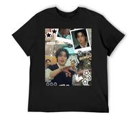 Stray Kids Classic Mustard Yellow Tee Bold Cotone Manica Corta Basic, Nero , M